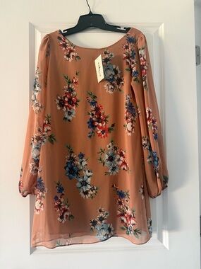 Floral Midi Dress in Dusty Peach